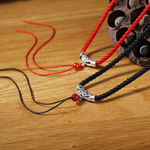 Hand-woven necklace rope for men and women oil green jade pendant lanyard Hetian jade pendant pendant hanging rope simple