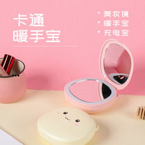 Cixian Cen Zhipeng department store cartoon hand-warming treasure charging treasure LED makeup mirror three-in-one mobile power supply