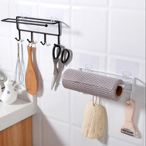 Household towel hanger kitchen wrought iron adhesive hook rag rack non-perforated row hook toilet wall hook