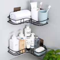 Wrought iron bathroom kitchen storage rack sub Wall large storage rack strong triangle Wall non-perforated storage rack