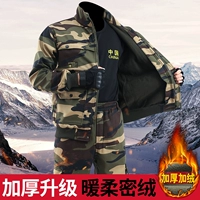 Хлопковый камуфляжный флисовый комплект, эластичная талия