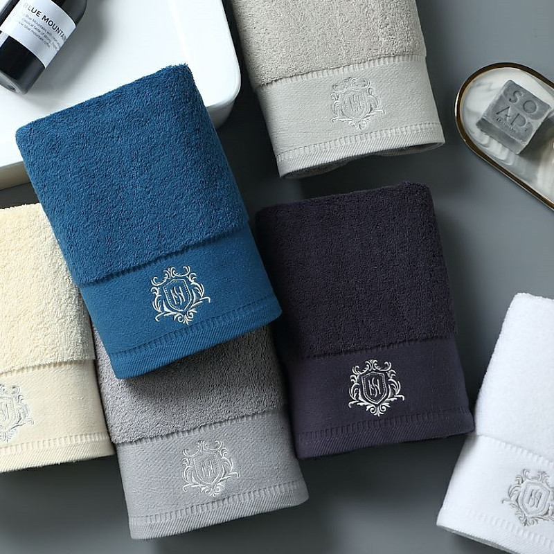 3 Five-Star Hotel Quality Pure Cotton Square Towels, Soft and Absorbent, Household Hand Towels, Face Towels with Embroidered Logo, Hanging Type