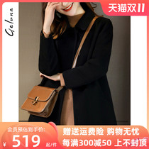 Black double-sided wool coat female 2022 long high-end zero cashmere double-sided coat female