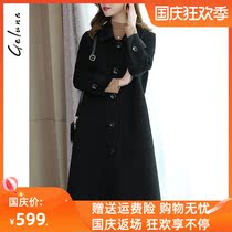 Black plus double-sided woolen coat women 2021 new long high end loose zero cashmere wool woolen coat women winter