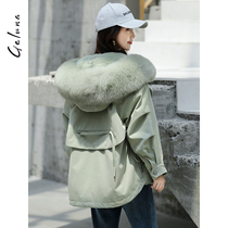 2020 new Parker womens winter short hooded fox fur collar detachable otter rabbit fur liner fur coat female