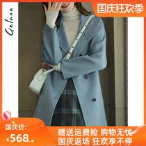 High-end double-sided velvet coat women 2021 new autumn and winter wool woolen coat long small double-faced