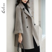 2020 high-end double-sided coat womens long new cocoon type thin zero cashmere coat womens autumn