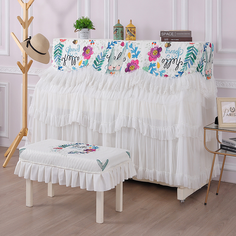 Piano cover Full cover Piano cloth cover towel Nordic piano cover Cute princess lace Piano dust cover Cartoon cover