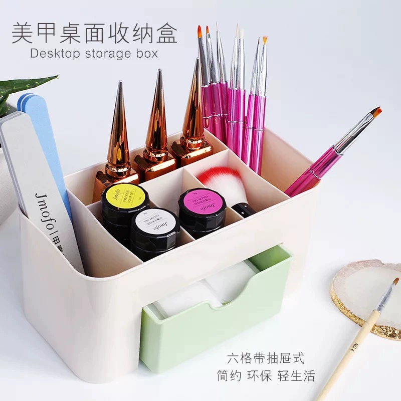 Nail Toolbox Nail Khăn Cotton Piece Trang sức Hộp lưu trữ Máy tính để bàn Hoàn thiện Nhiều lớp Bút Chủ Hộp công cụ Bộ lưu trữ - Công cụ Nail