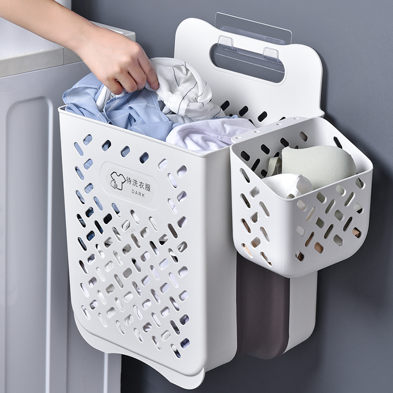 Japanese dirty clothes basket household wall hanging clothes storage basket powder room laundry basket bathroom put clothes folding dirty clothes basket