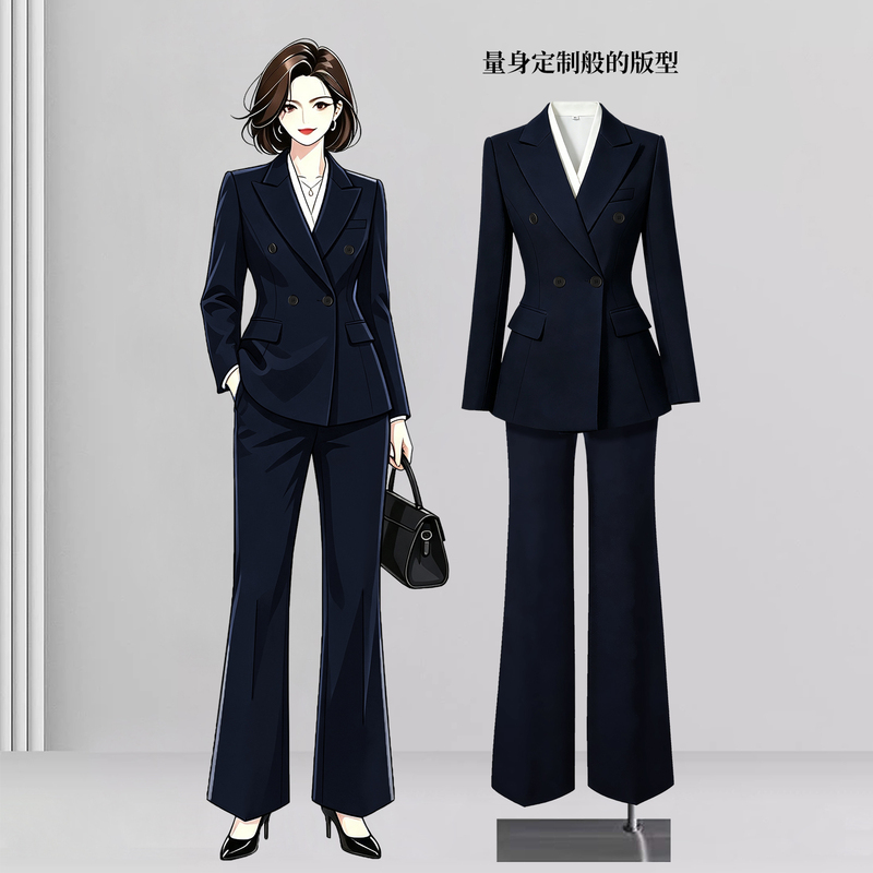 Blue Blazer for Women, Spring and Autumn, High-End Professional Business Interview Attire, Formal Wear, Elegant Workwear Suit