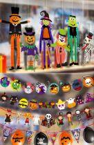 Halloween atmosphere layout paper pendant telescopic paper man props package bunting kindergarten hanging bat origami