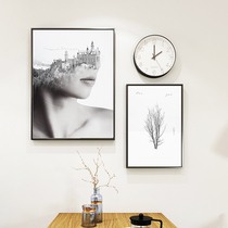 Black & White Ins Decoration Painting Sofa Background Wall Nordic Style Dining Room Hanging Painting Modern Minima Restaurant Wall Mural Painting