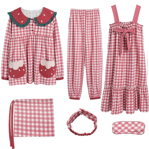 Летняя пижама, осенний хлопковый брендовый милый японский комплект, эффект подтяжки