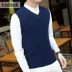 Kaick mùa xuân và mùa thu áo len nam áo len v-cổ không tay vest thanh niên ấm áp áo vest sinh viên len dệt kim Dệt kim Vest