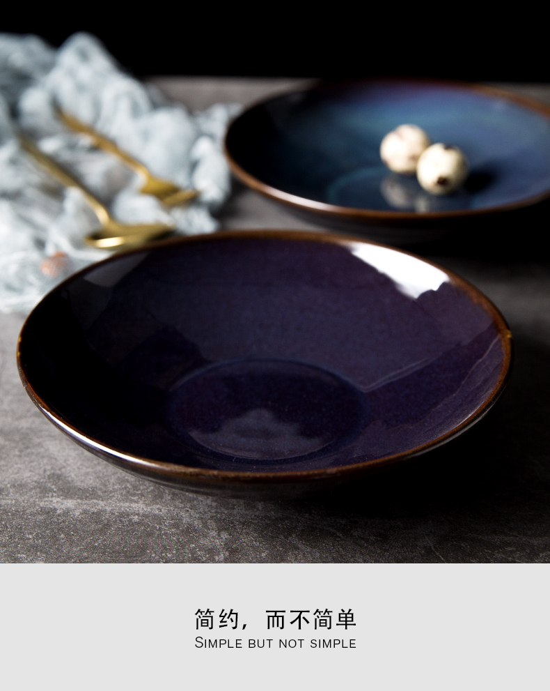 Creative Japanese variable glaze food dish plate violet arenaceous coloured glaze ceramic dish dish dish home deep dish soup plate