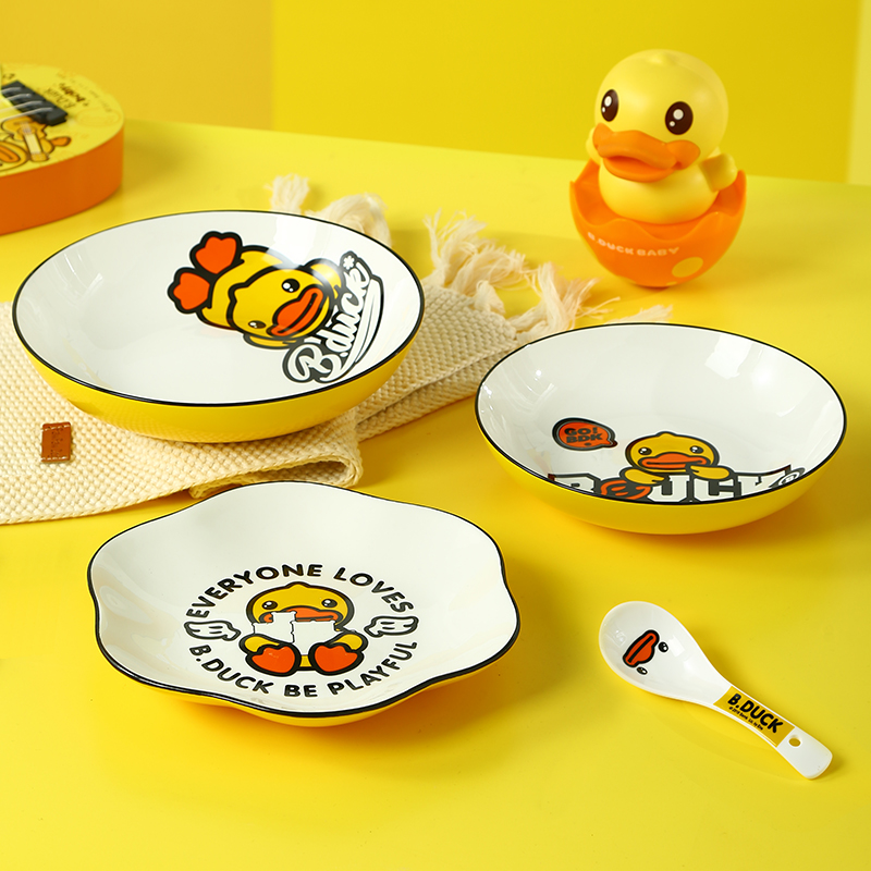 Bduck yellow duck ceramic dishes and plates home express cartoon creative trend free collocation with your job rainbow such use