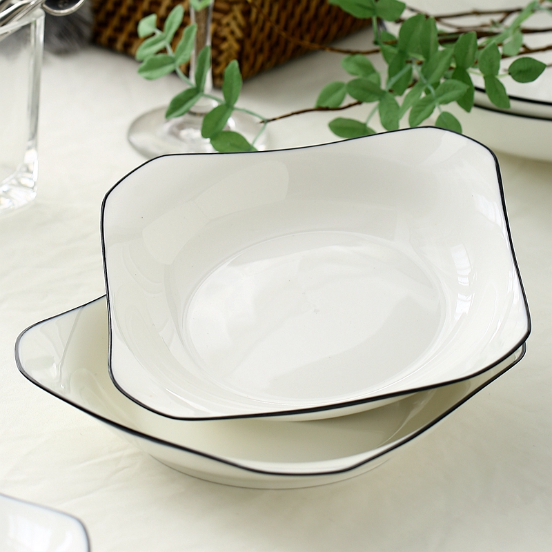 European creative black ceramic tableware ins dish dish dish dish food dish home dishes soup plate dumpling dish
