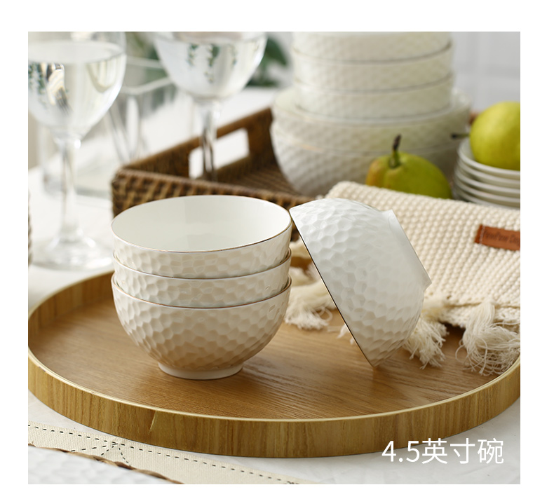 European style up phnom penh creative pure white circular plate household contracted ceramic bowl suit two people eat dinner dishes food dish