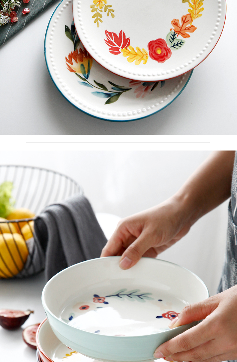 The Under glaze color porcelain tableware household dish dish dish soup bowl rainbow such as bowl of fruit salad bowl ceramic keller cup