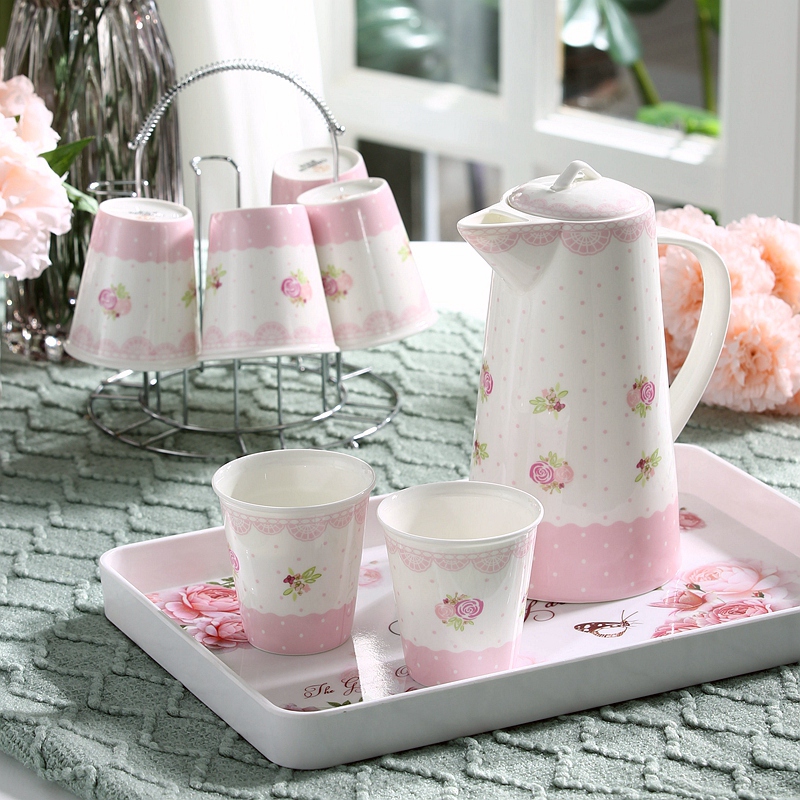 Sitting room glass suits for home European teapot with ipads China tea cup cold water kettle ceramic cup with a suit