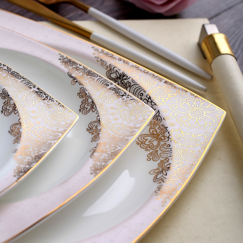 Cutlery set dishes home north European 56 skull porcelain tableware suit ceramic bowl plate combination kitchen
