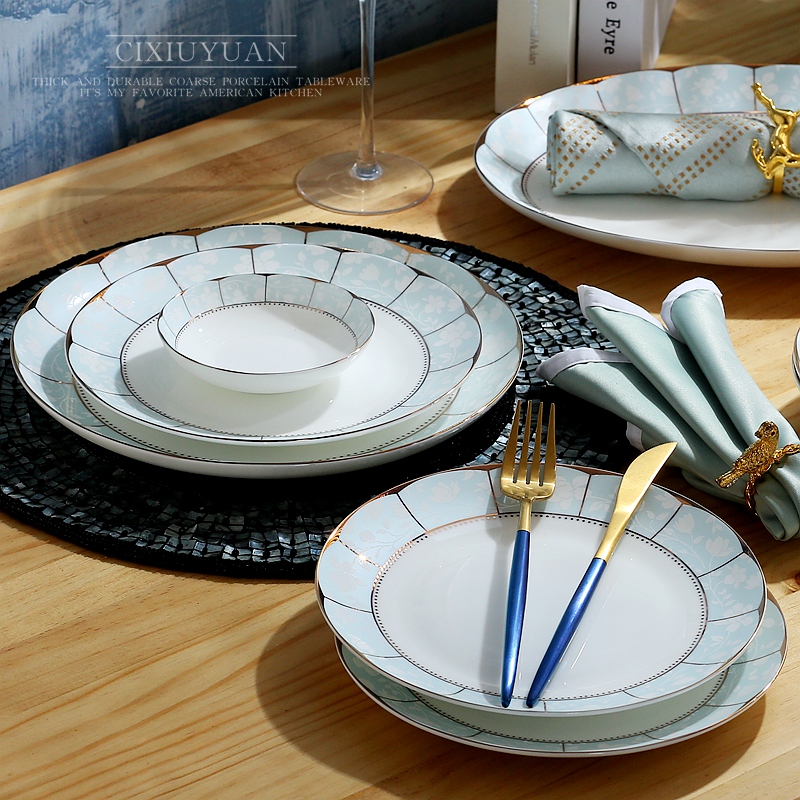 Ipads China tableware suit Korean ceramic bowl chopsticks dishes cutlery set of home plate combination wedding gift set