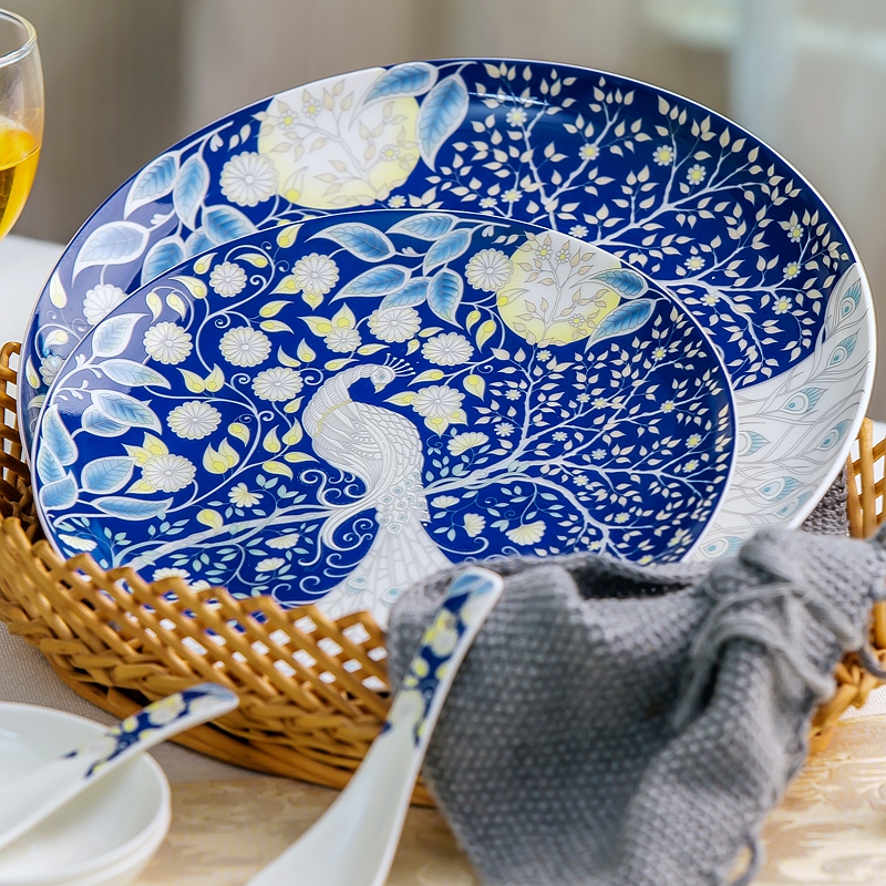 The dishes suit household ceramics dishes move Chinese chopsticks to eat soup bowl 10 ipads porcelain plate