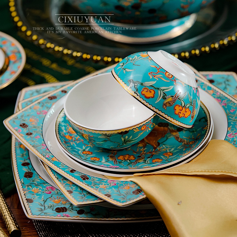 Dishes suit household ceramic bowl European - style ipads bowls dish bowl chopsticks Chinese combination of jingdezhen plate suit
