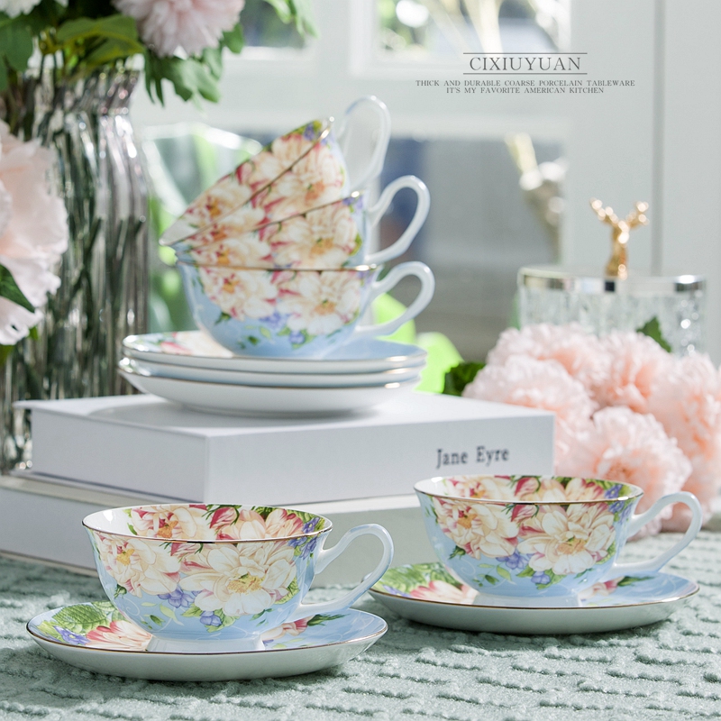 European ceramic coffee cup English afternoon tea set tea service creativity sets of ipads China coffee cups and saucers spoon with shelves