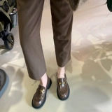 Виноградная мама Studiolee Британская ретро -золотые лошади Прета неглубокая рта круглая голова толстая нижняя буханка маленькие кожаные туфли женская весна и осень