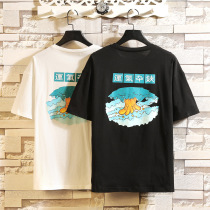 Tide brand short sleeve mens T-shirt trend European and American style hip hop Street bf wind half sleeve Korean leisure tide student loose T-shirt