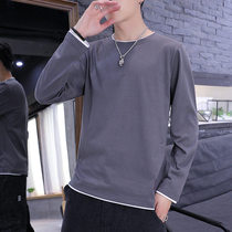 Spring long sleeves T-shirt male tide cards loose round collar bottom jersey ins Spring and autumn Korean version Trend casual clothes handsome
