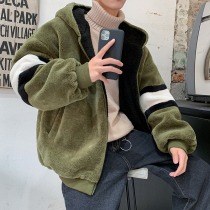 Cotton clothes men Spring and Autumn Korean version of lamb wool jacket ins Tide brand loose cotton padded jacket Port wind thickened warm cotton clothing