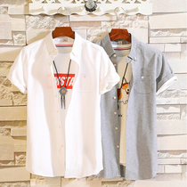 ins Solid Color Men Short Sleeve Shirt Summer Thin Fashion Half sleeve Shirt British Teen Mid Sleeve Inch