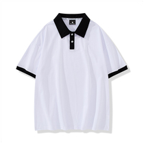 Couple clothes summer 2021 New Japanese Port wind loose polo shirt short sleeve T-shirt male and female students class clothes ins tide