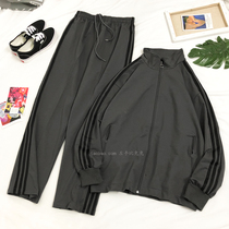 Three-bar sports suit female autumn Korean students loose bf Harajuku style handsome hip-hop fashion two-piece tide