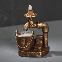 Creative ceramic imitation copper running water making money backflow incense burner Hydroponic ashtray Office tea tray Fun functional ornaments