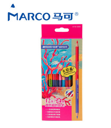 Marco 4110 two-color pencil triangular two-color pencil 12 24 color lead lead-free poison