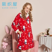 Bộ đồ ngủ của phụ nữ mùa đông flannel dài tay lỏng lẻo cộng với nhung ấm áp váy ngủ ngọt ngào hoạt hình dễ thương dịch vụ nhà