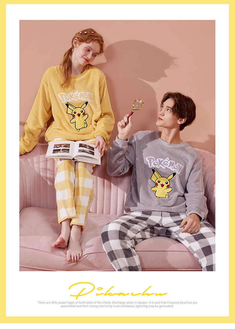 阪织屋  宝可梦联名 情侣款 珊瑚绒家居服睡衣套装 天猫优惠券折后￥79包邮（￥239-160）