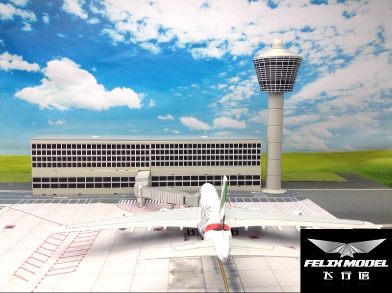 1:400 Scale Airport Terminal Building Assembly Model, Boarding Lounge, Parking Lot, Tower, Skybridge, Parking Lot Scene
