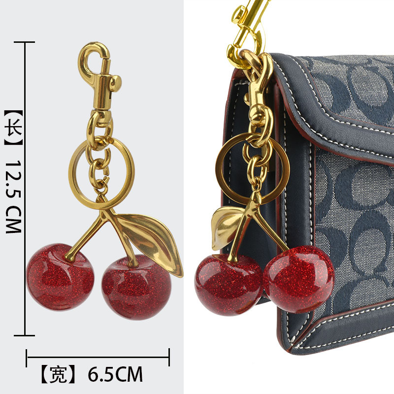 Suitable for Coach Bag Charms, Cherry Backpack Pendants, Exquisite Car Key Accessories, High-End Accessories
