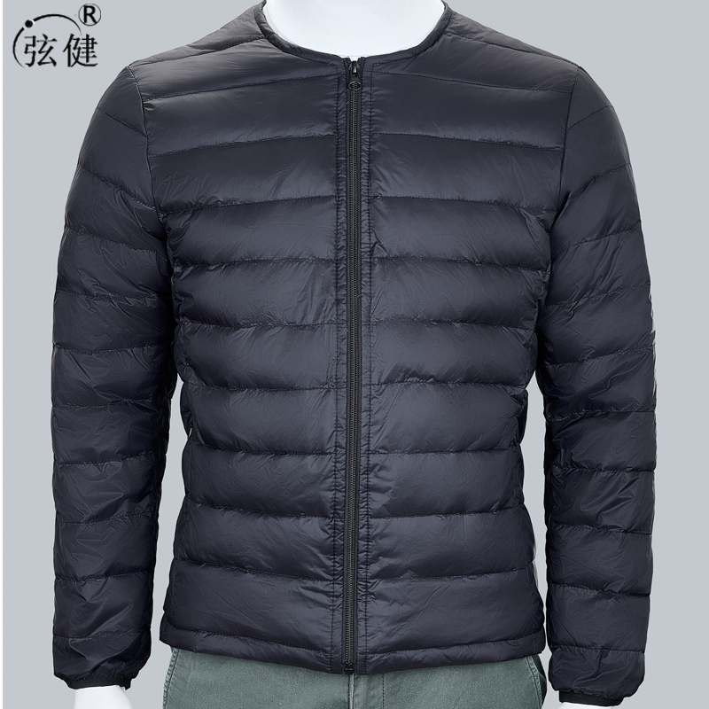 Xianjian Lightweight down Jacket for Men, Winter Short Style, Round Neck, Middle-Aged and Elderly Duck down Cold-Proof Clothing, Warm down Liner for Men