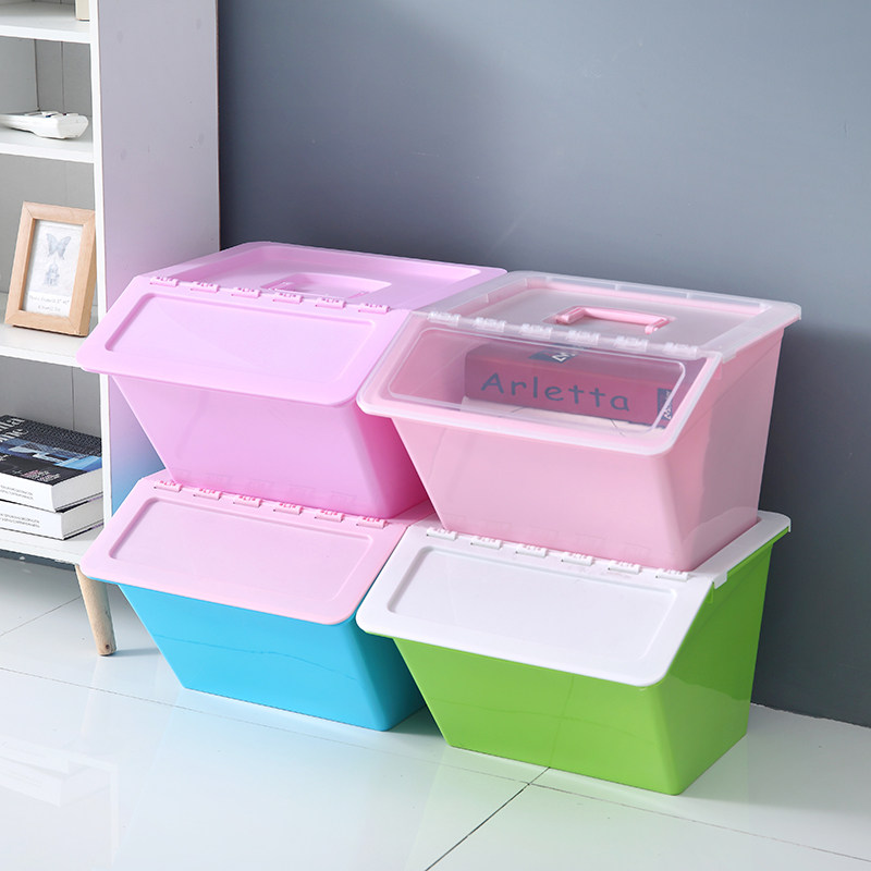 Large plastic storage box Covered clothes Baby Children's toys Snack finishing box Kitchen overlay storage box