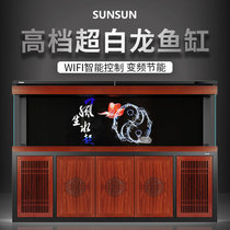 Sensen fish tank living room large luxury dragon fish tank aquarium super white glass fish tank living room floor home