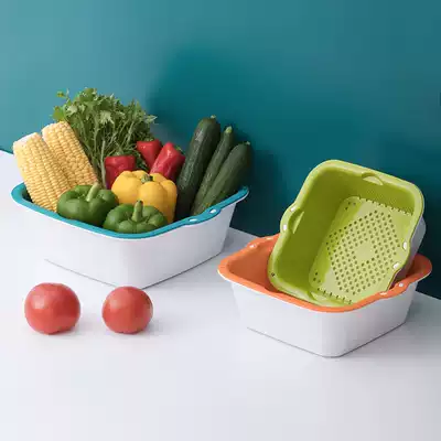 Camellia fashion large water filter screen dual-use fruit and vegetable drain screen Drain basket water filter basket fruit plate double-layer sieve