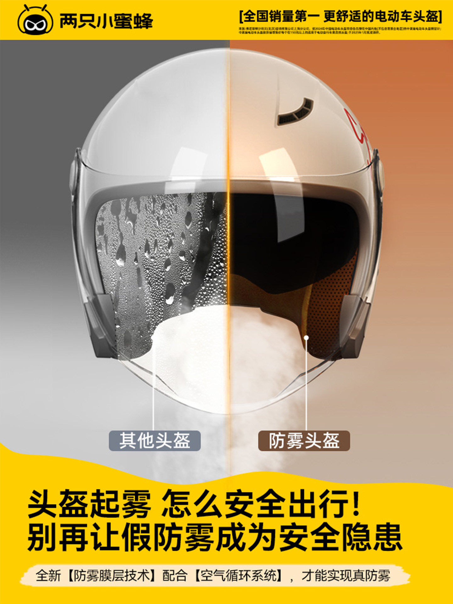Two Little Bees 3C Certified Electric Vehicle Helmet Women's Anti-Fog Full-Face Motorcycle Helmet Men's 2025 New Safety Helmet