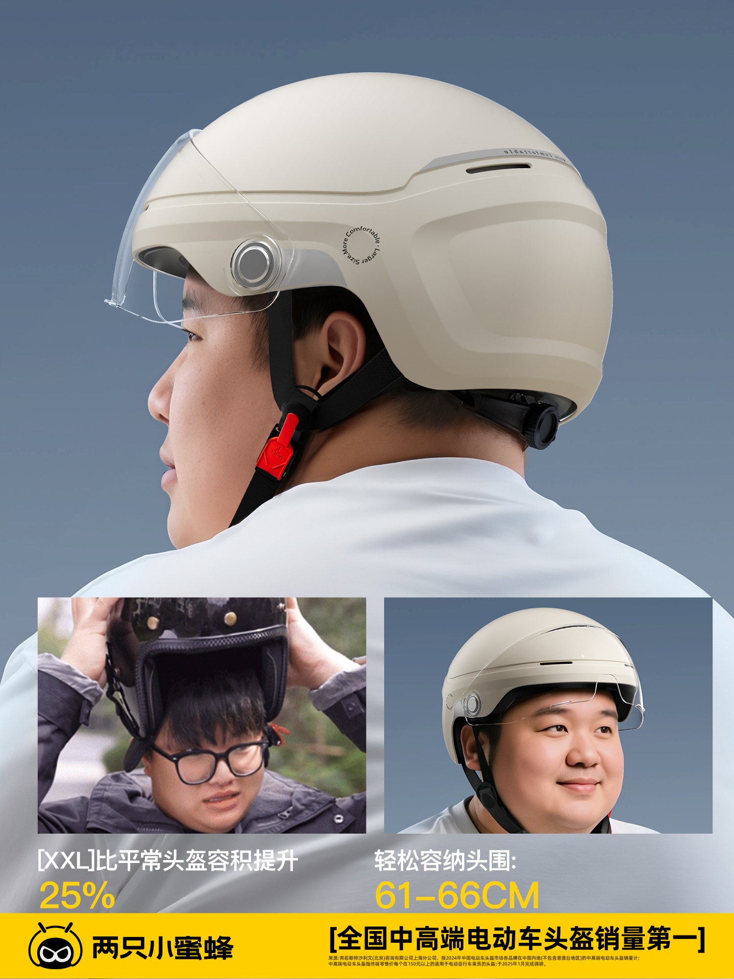 Two Little Bees 3C Certified Electric Motorcycle Helmet for Men and Women, Winter Warm, Large Size, All-Season Safety Helmet