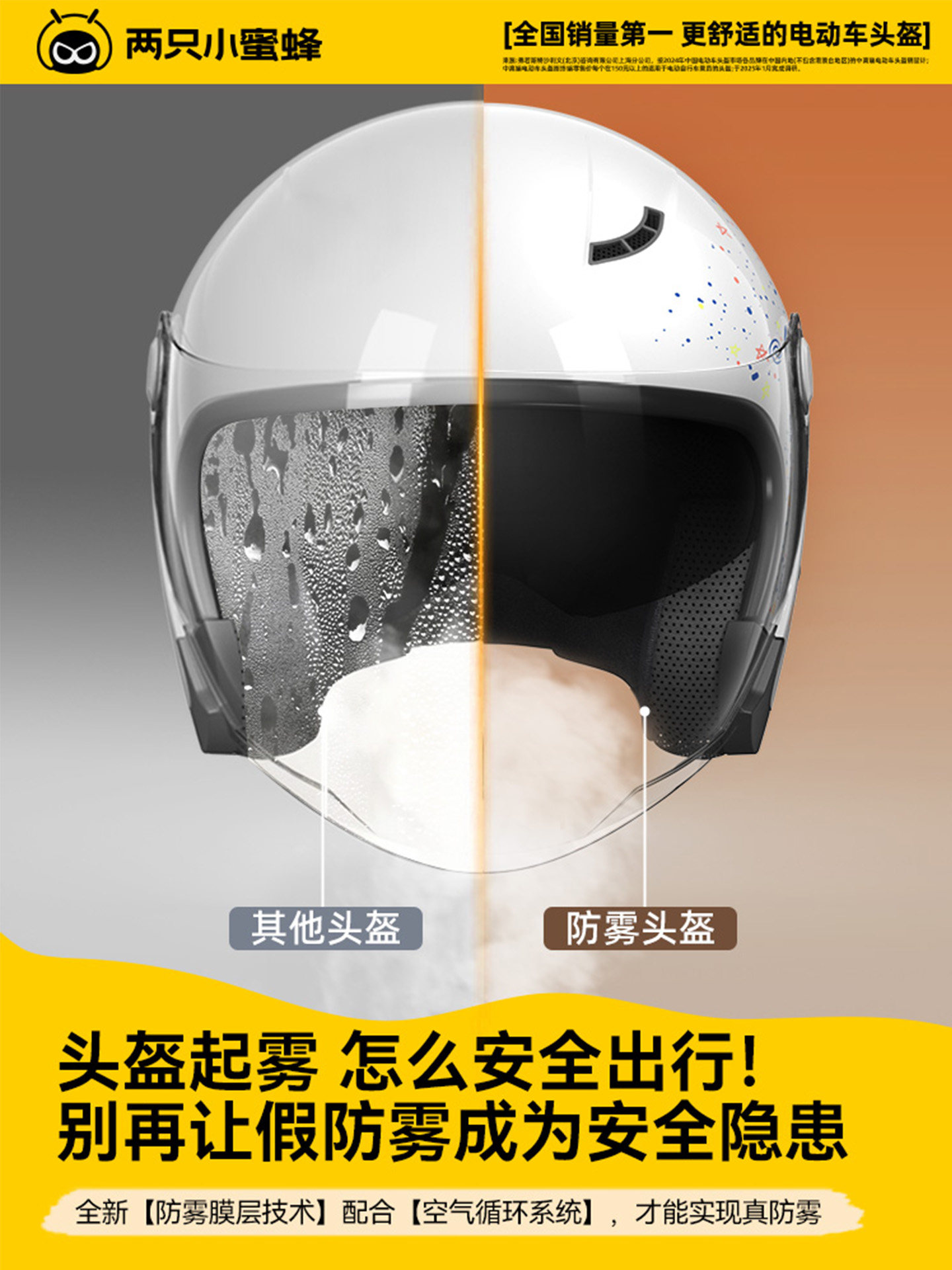 Two Little Bees 3C Certified Electric Vehicle Helmet for Women, Winter Warm Full-Face Motorcycle Helmet for Men, Anti-Fog Safety Helmet